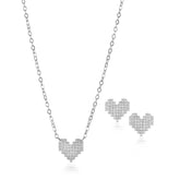 Tiny Love Silver Set, White Rhodium, Premium Cubic Zirconia  + Give Magic Gift